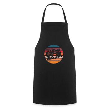 Appareil photo vintage coloré - Tablier de cuisine - noir - Devant - AI Model Male 185 dark (185cm)