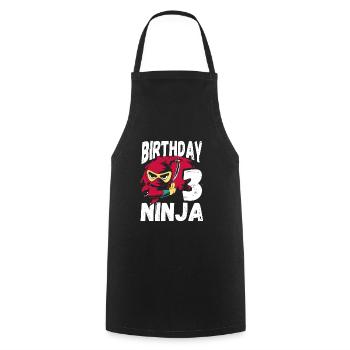 Cool 3ème anniversaire Ninja - Tablier de cuisine - noir - Devant - AI Model Male 185 dark (185cm)
