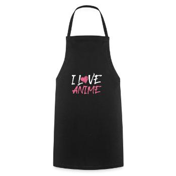 I love anime - Cooking Apron - black - Front - AI Model Male 185 dark (185cm)