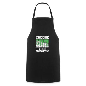 Chess pieces on green - Cooking Apron - black - Front - AI Model Male 185 dark (185cm)