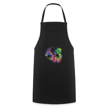 Summer Palms Colorful - Cooking Apron - black - Front - AI Model Male 185 dark (185cm)