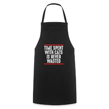 Time spent with cats is never - Cooking Apron - black - Front - AI Model Male 185 dark (185cm)