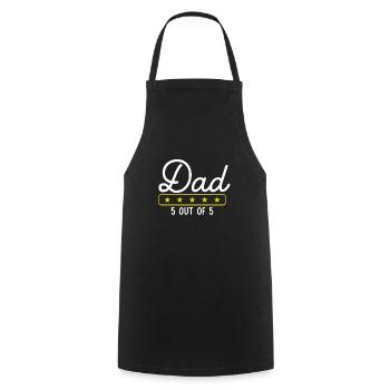 Papa cinq étoiles - Tablier de cuisine - noir - Devant - AI Model Male 185 dark (185cm)