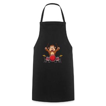 Monkey joue de la batterie - Tablier de cuisine - noir - Devant - AI Model Male 185 dark (185cm)