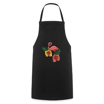 Rosa Flamingo - Kochschürze - Schwarz - Vorne - AI Model Male 185 dark (185cm)