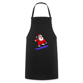 Père Noël Snowboard - Tablier de cuisine - noir - Devant - AI Model Male 185 dark (185cm)