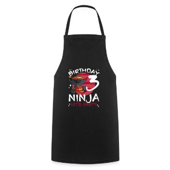 Ninja mignon pour le 3ème anniversaire - Tablier de cuisine - noir - Devant - AI Model Male 185 dark (185cm)