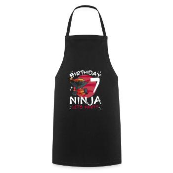 Cute Ninja for 7th Birthday - Cooking Apron - black - Front - AI Model Male 185 dark (185cm)