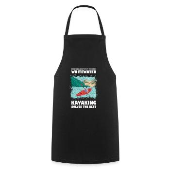 Dogs Solves My Problems Whitewater Kayaking - Cooking Apron - black - Front - AI Model Male 185 dark (185cm)