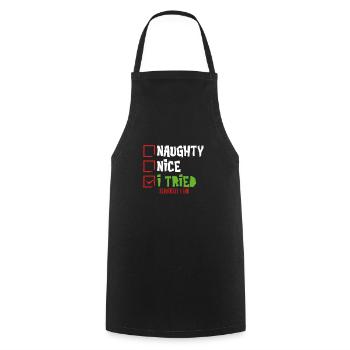 I really tried - Cooking Apron - black - Front - AI Model Male 185 dark (185cm)