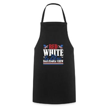 Veteran US Flag Red White & Blue Bartender Crew - Cooking Apron - black - Front - AI Model Male 185 dark (185cm)