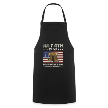 July 4th Is My Independence Day Army Veteran - Cooking Apron - black - Front - AI Model Male 185 dark (185cm)