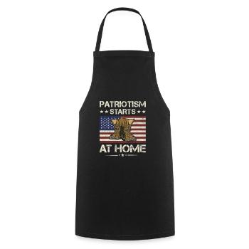 Le patriotisme américain commence à l’intérieur Vétéran de l’armée - Tablier de cuisine - noir - Devant - AI Model Male 185 dark (185cm)