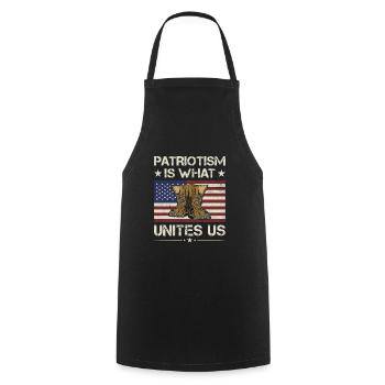 Le patriotisme américain est ce qui nous unit vétéran de l’armée - Tablier de cuisine - noir - Devant - AI Model Male 185 dark (185cm)