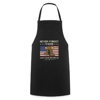 N’oubliez jamais ceux qui nous ont précédés vétérans de l’armée - Tablier de cuisine - noir - Devant - AI Model Male 185 dark (185cm)