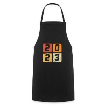 Année 2023 Rétro coloré - Tablier de cuisine - noir - Devant - AI Model Male 185 dark (185cm)