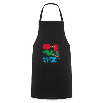 Perroquet coloré sur une branche - Tablier de cuisine - noir - Devant - AI Model Male 185 dark (185cm)