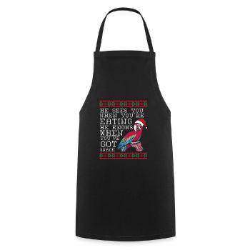 Perroquet de Noël - Tablier de cuisine - noir - Devant - AI Model Male 185 dark (185cm)