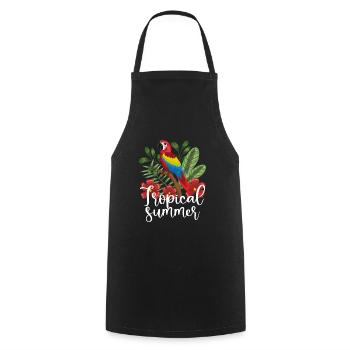 Perroquet d’été tropical - Tablier de cuisine - noir - Devant - AI Model Male 185 dark (185cm)