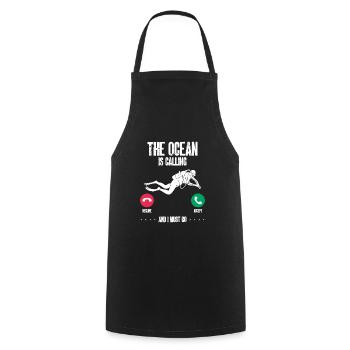 The sea is calling and I have to leave - Cooking Apron - black - Front - AI Model Male 185 dark (185cm)