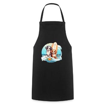 Deux chiens de surf - Tablier de cuisine - noir - Devant - AI Model Male 185 dark (185cm)