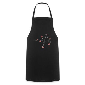 ligne wave coeur coeur boucles blanches - Tablier de cuisine - noir - Devant - AI Model Male 185 dark (185cm)