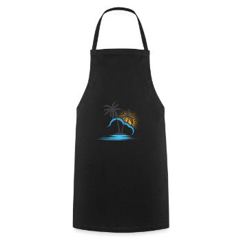 Palme Strand Sonne - Kochschürze - Schwarz - Vorne - AI Model Male 185 dark (185cm)
