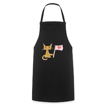 Liebe Flagge Herz Katze Tier - Kochschürze - Schwarz - Vorne - AI Model Male 185 dark (185cm)