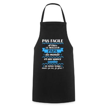 meilleur papa cavalier, cadeau fête des pères - Tablier de cuisine - noir - Devant - AI Model Male 185 dark (185cm)
