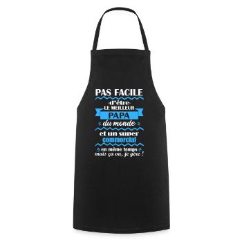 Meilleur papa commercial, cadeau fête des pères - Tablier de cuisine - noir - Devant - AI Model Male 185 dark (185cm)