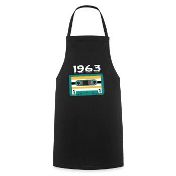 Vintage 1963 Anniversary 1963 Cassette - Cooking Apron - black - Front - AI Model Male 185 dark (185cm)