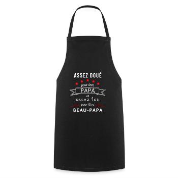 Cadeau beau papa - Tablier de cuisine - noir - Devant - AI Model Male 185 dark (185cm)