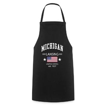 Michigan - Cooking Apron - black - Front - AI Model Male 185 dark (185cm)