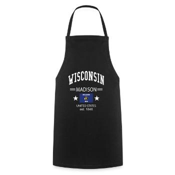 Wisconsin - Kochschürze - Schwarz - Vorne - AI Model Male 185 dark (185cm)