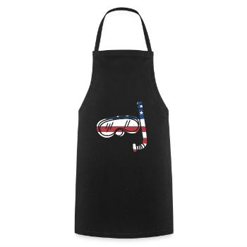 Snorkeler Drapeau Us Snorkeling - Tablier de cuisine - noir - Devant - AI Model Male 185 dark (185cm)