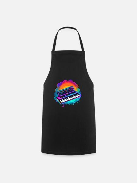 Keyboarder Synthwave 80s Geschenk - Kochschürze - Schwarz