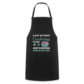 Crocheteur Une journée sans crocheter - Tablier de cuisine - noir - Devant - AI Model Male 185 dark (185cm)