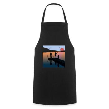 Fishing Lake Sunset Fish Sun Summer Adventure - Cooking Apron - black - Front - AI Model Male 185 dark (185cm)