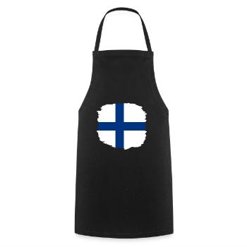 Finnland Flagge Suomi Finnische Fahne Used Look - Kochschürze - Schwarz - Vorne - AI Model Male 185 dark (185cm)