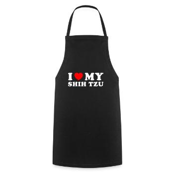 J’aime mon Shih Tzu - Tablier de cuisine - noir - Devant - AI Model Male 185 dark (185cm)