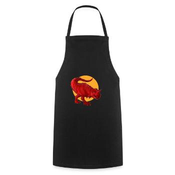 Dino shirt. Dinosaur carnotaurus. - Cooking Apron - black - Front - AI Model Male 185 dark (185cm)