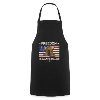 America Freedom Is Always Calling Army Veteran - Cooking Apron - black - Front - AI Model Male 185 dark (185cm)