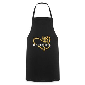 French Bulldog Heart - Cooking Apron - black - Front - AI Model Male 185 dark (185cm)