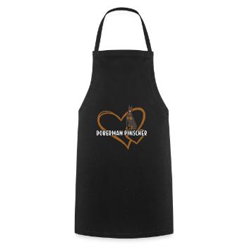Doberman Pinscher Heart - Cooking Apron - black - Front - AI Model Male 185 dark (185cm)
