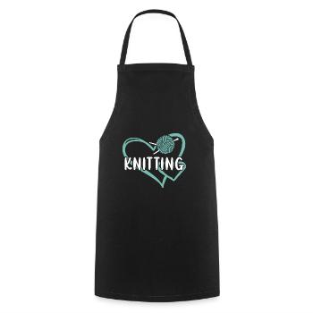 Knitter Heart Knitting - Cooking Apron - black - Front - AI Model Male 185 dark (185cm)