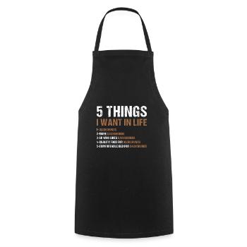 5 choses que je veux dans la vie teckel - Tablier de cuisine - noir - Devant - AI Model Male 185 dark (185cm)