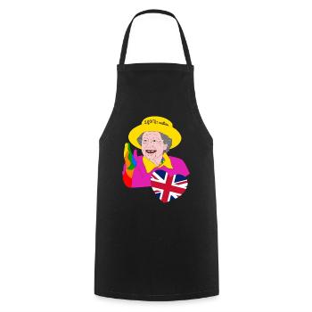 Reine aux couleurs de l’arc-en-ciel avec cœur Union Jack - Tablier de cuisine - noir - Devant - AI Model Male 185 dark (185cm)
