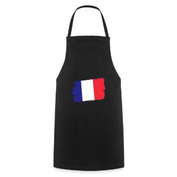 Frankreich Flagge Used Look Französische Fahne - Kochschürze - Schwarz - Vorne - AI Model Male 185 dark (185cm)