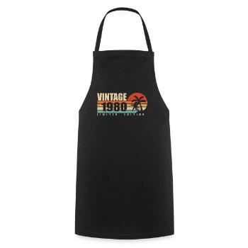 1980 Anniversary Year Original vintage 1980 - Cooking Apron - black - Front - AI Model Male 185 dark (185cm)