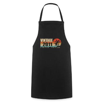 2011 Anniversary year original vintage 2011 - Cooking Apron - black - Front - AI Model Male 185 dark (185cm)